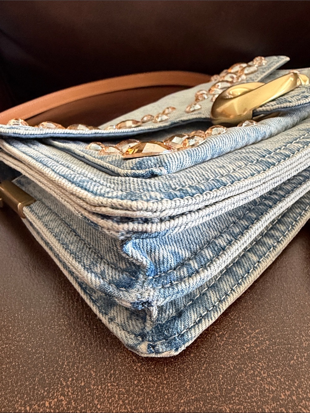 Coach Tabby 26 Denim with Crystal Shoulder Bag with Gold Crystal Embellishments - Picture 6 of 9